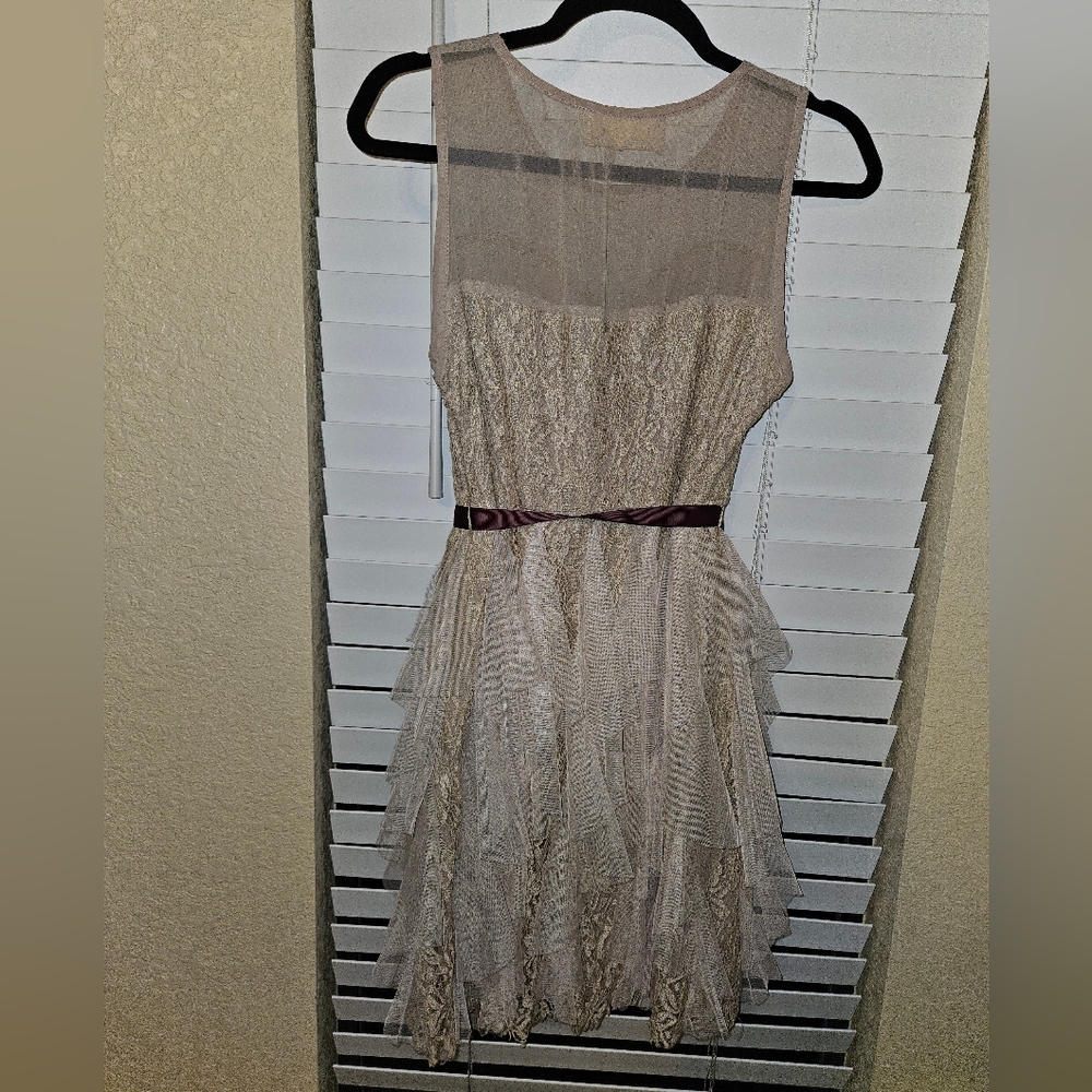 A'reve lvory Lace Chiffon and TulleDress sz L - Picture 5 of 5